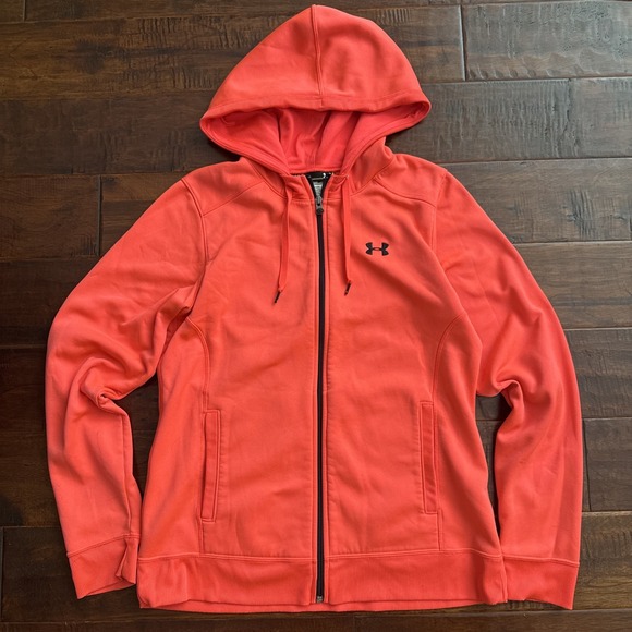 Under Armour Semi-Fitted Hoodie Full Zip Sweatshirt Salmon Orange Color Size XL - Picture 1 of 7